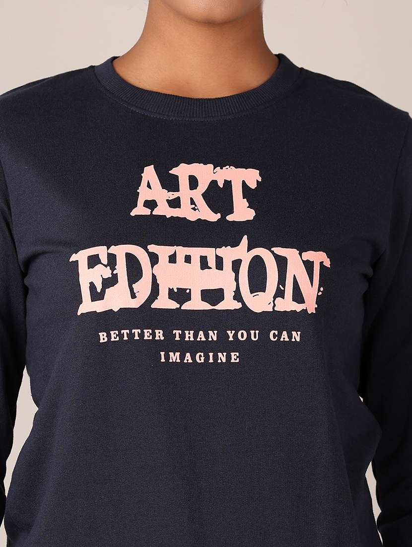 women chest print long sleeve sweatshirt - 21705690 -  Standard Image - 5