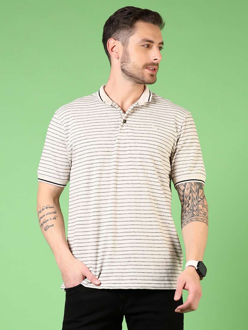 men short sleeves striped polo t-shirt