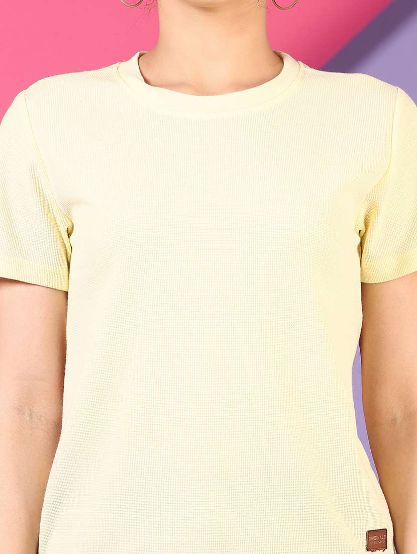 women solid round neck t-shirt - 21705740 -  Standard Image - 3