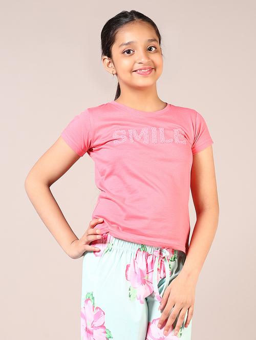 girls round neck cotton tee - 21705750 - Standard Image - 0