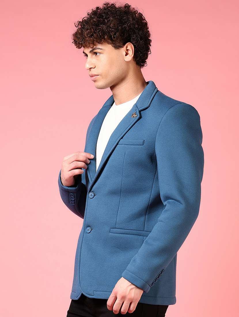 men solid lapel collar single breasted casual blazer - 21705751 -  Standard Image - 5