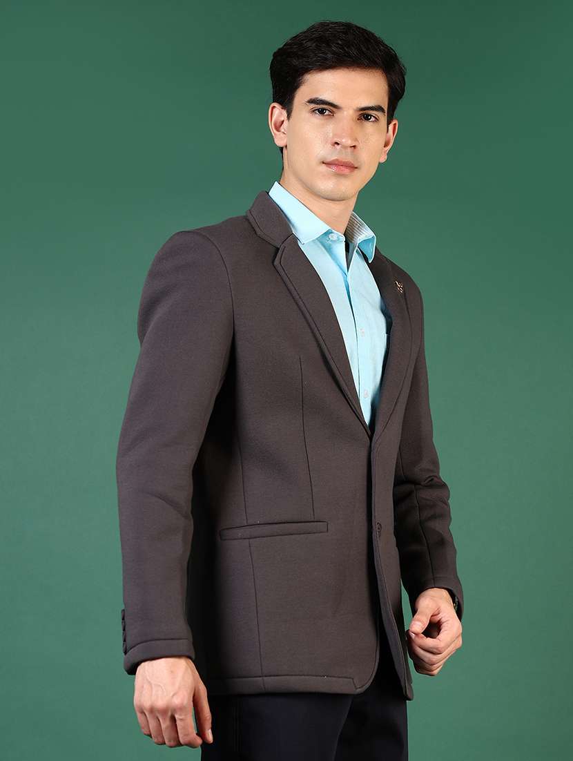 men solid lapel collar single breasted casual blazer - 21705752 -  Standard Image - 5