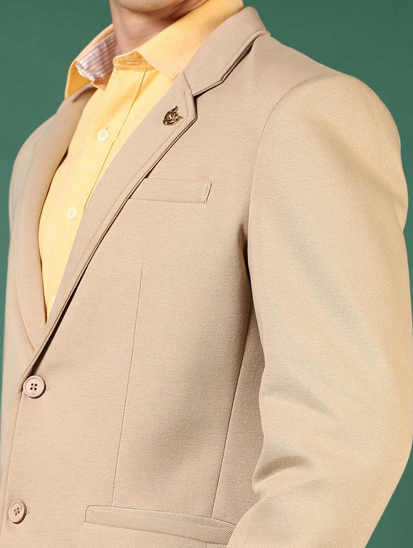 men solid lapel collar single breasted casual blazer - 21705753 -  Standard Image - 3