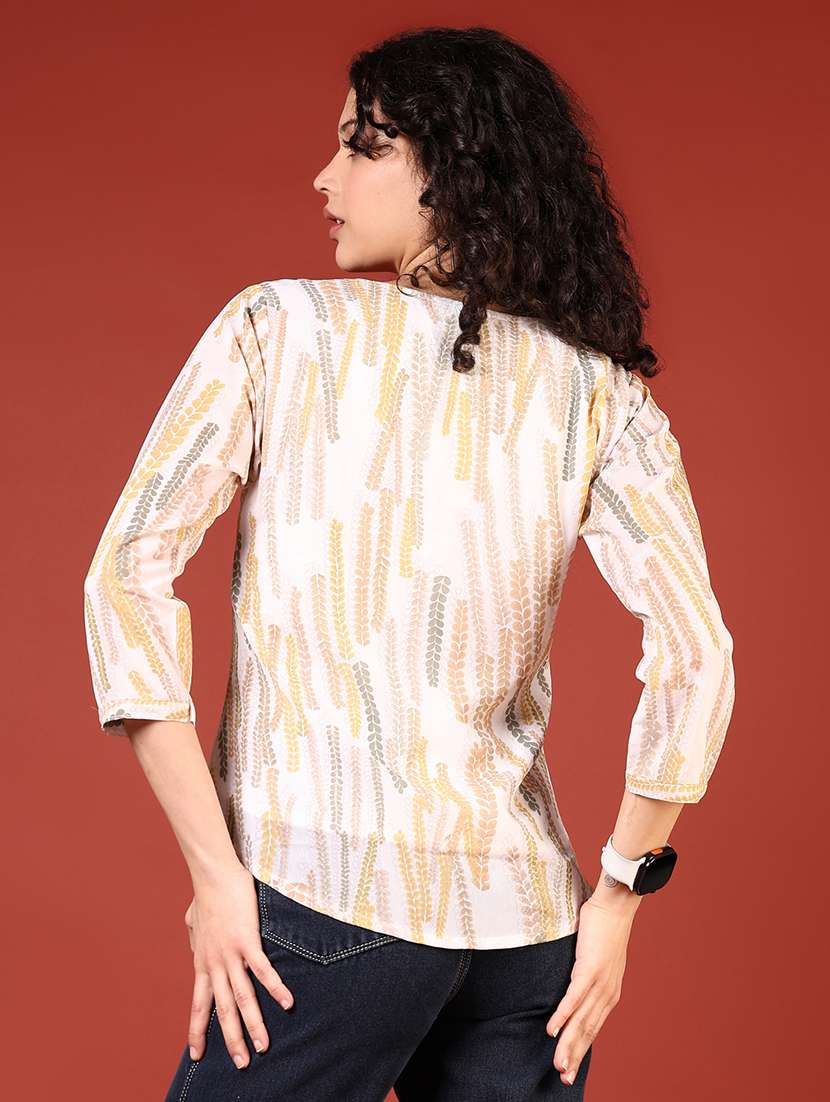 women printed round neck a-line top - 21705761 -  Standard Image - 3