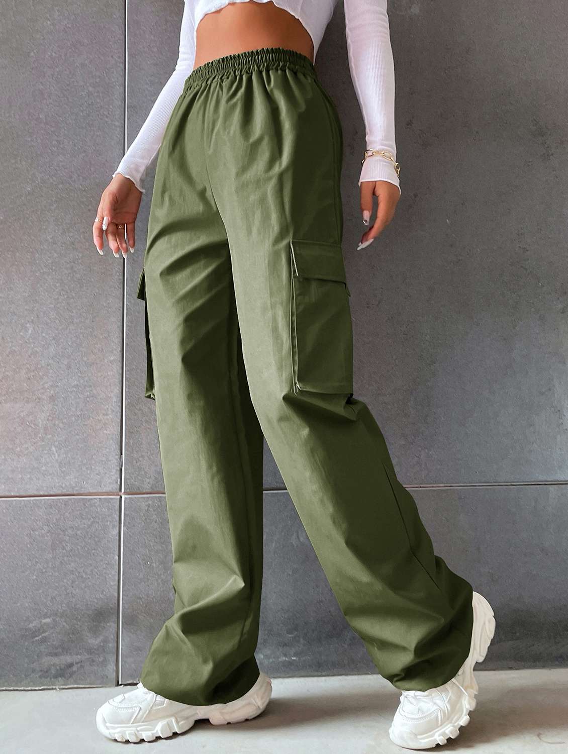 women high rise solid cargo - 21706236 - Zoom Image - 0