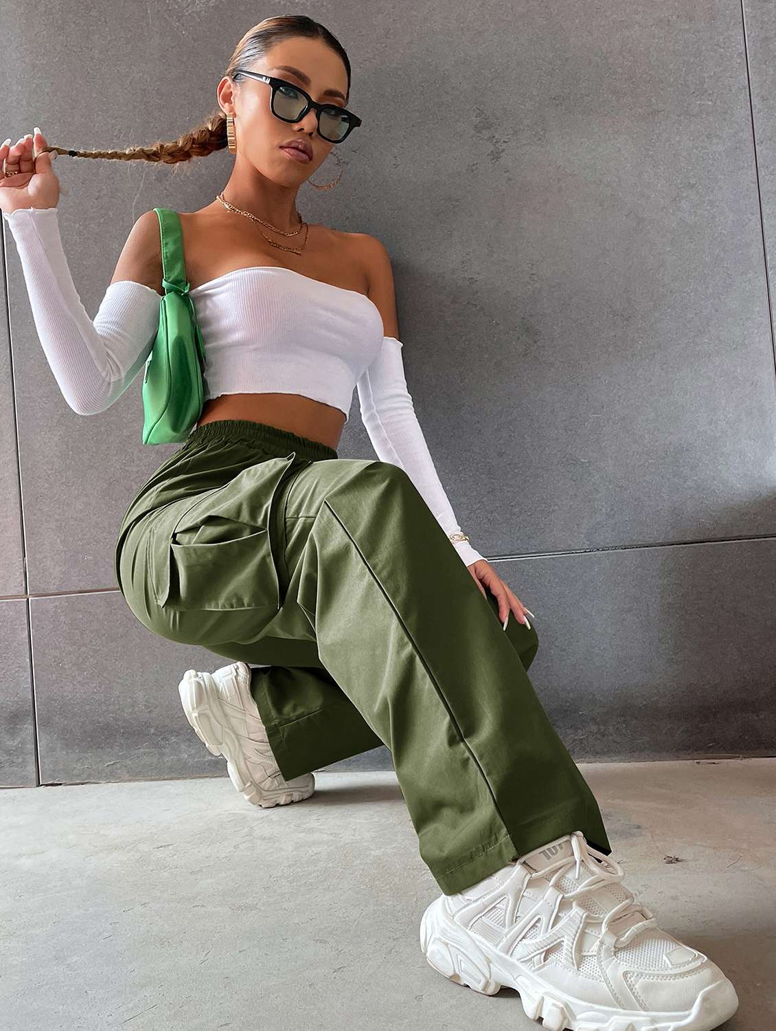 women high rise solid cargo - 21706236 - Standard Image - 5