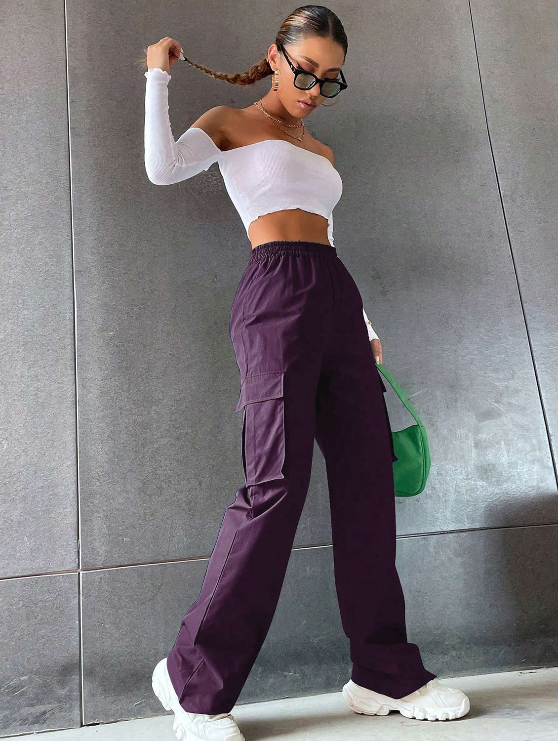 women high rise solid cargo - 21706241 -  Standard Image - 3