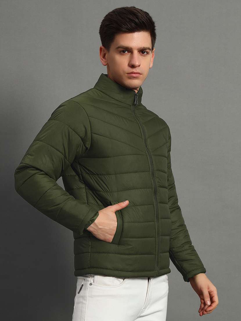 men long sleeves solid puffer jacket