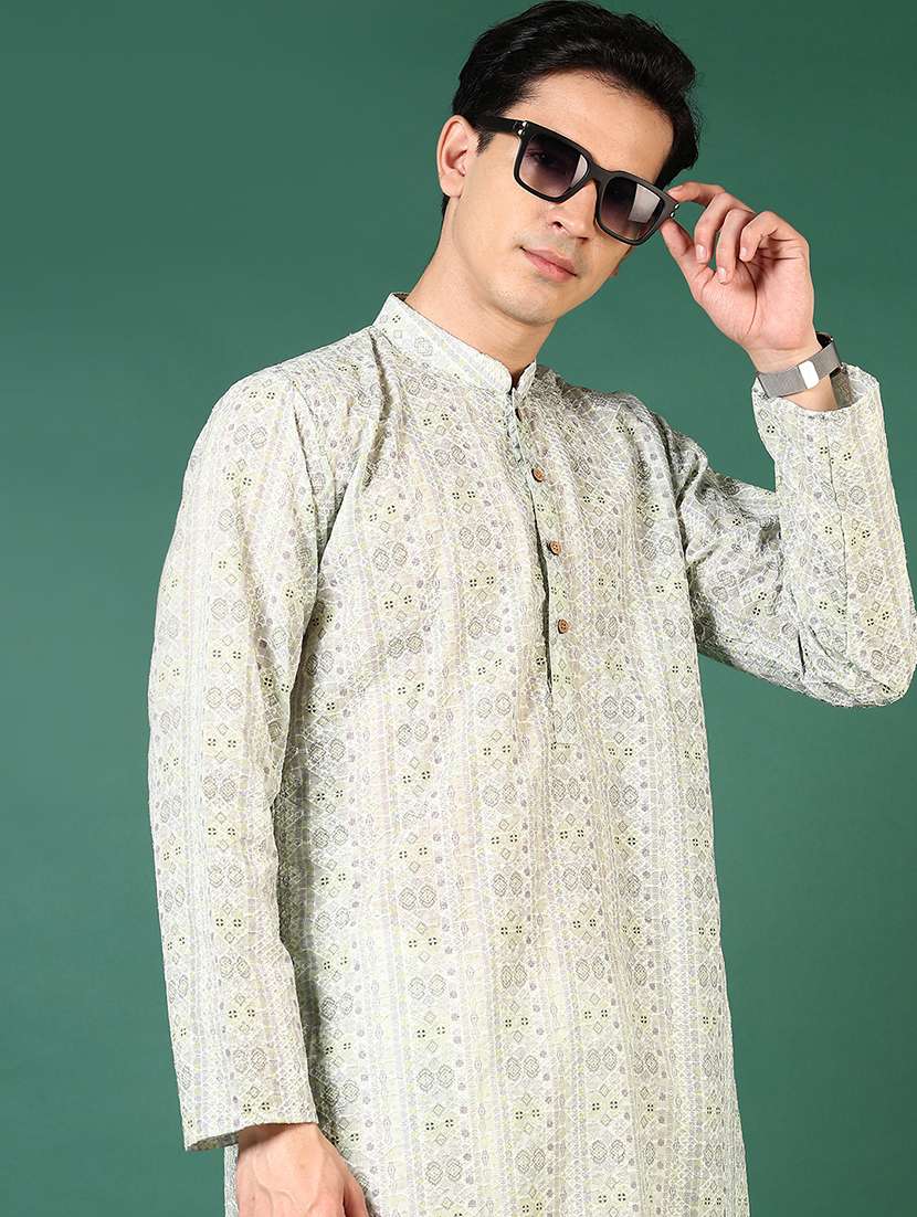 men printed long sleeves kurta pyjama set - 21706742 - Standard Image - 3