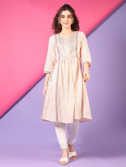 women embroidered three quarter sleeve a-line kurta - 21706749 - Standard Image - 0