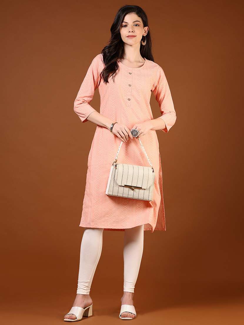 women printed round neck straight kurta - 21706769 -  Standard Image - 3