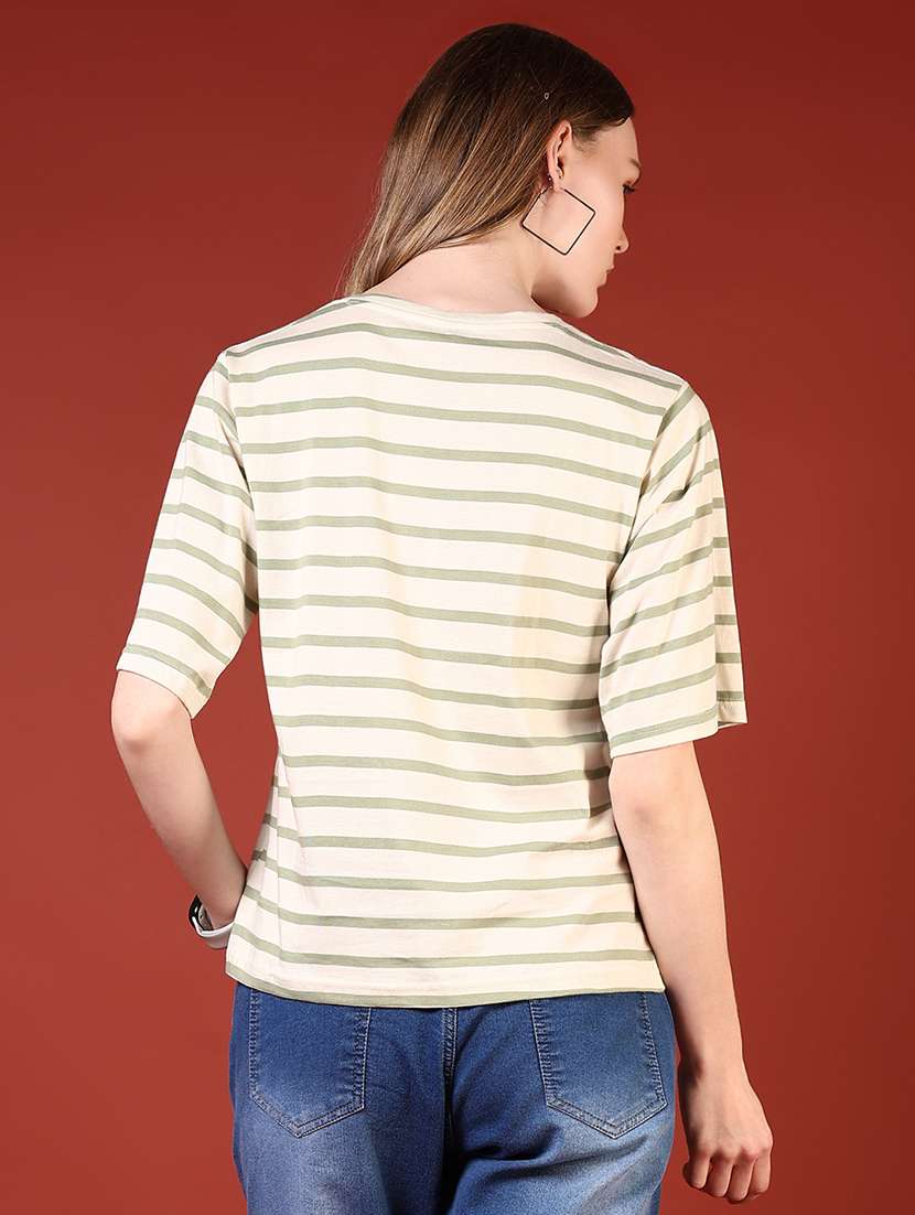 women striped short sleeves loose fit t-shirt - 21706794 -  Standard Image - 3