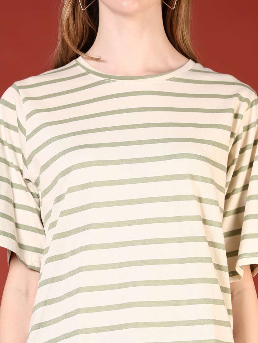 women striped short sleeves loose fit t-shirt - 21706794 -  Standard Image - 5