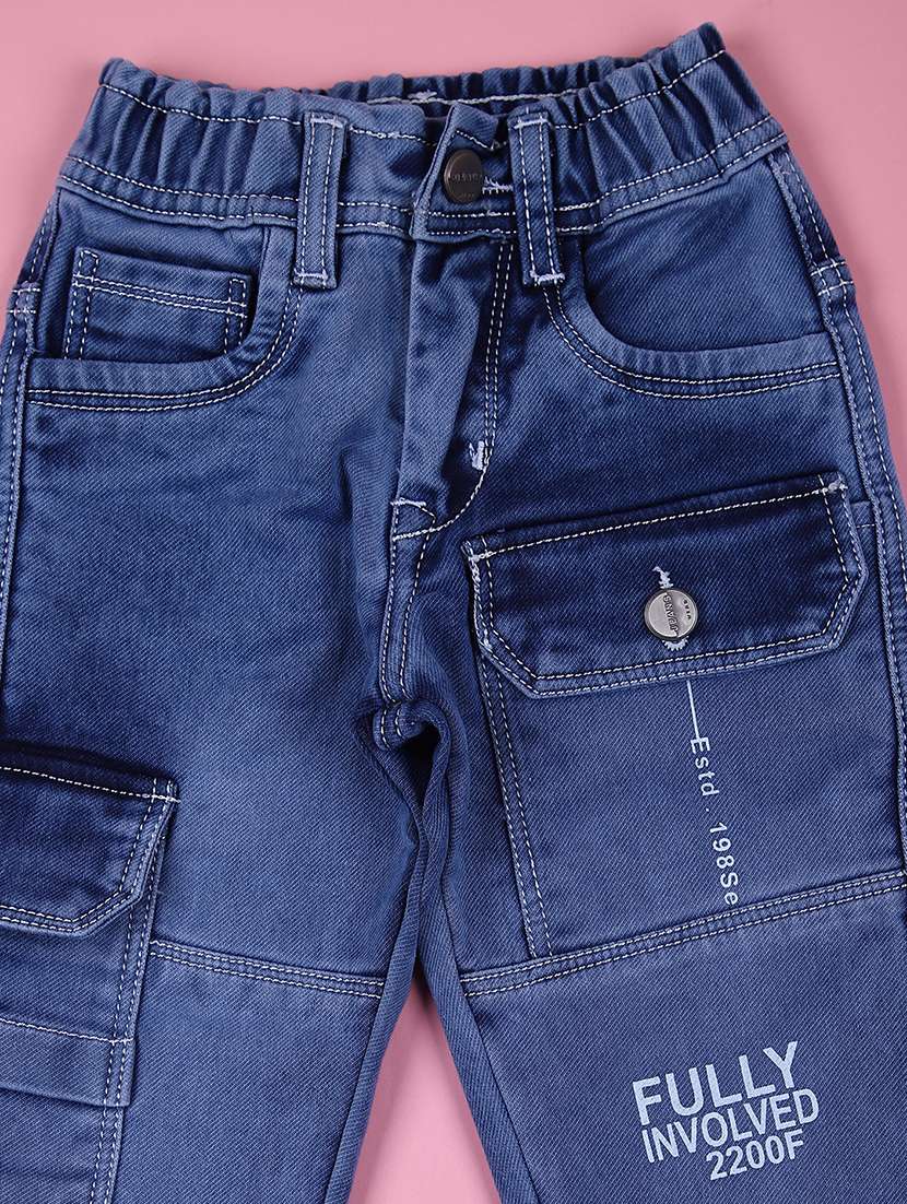 boys solid mid rise denim cargo - 21706801 -  Standard Image - 3