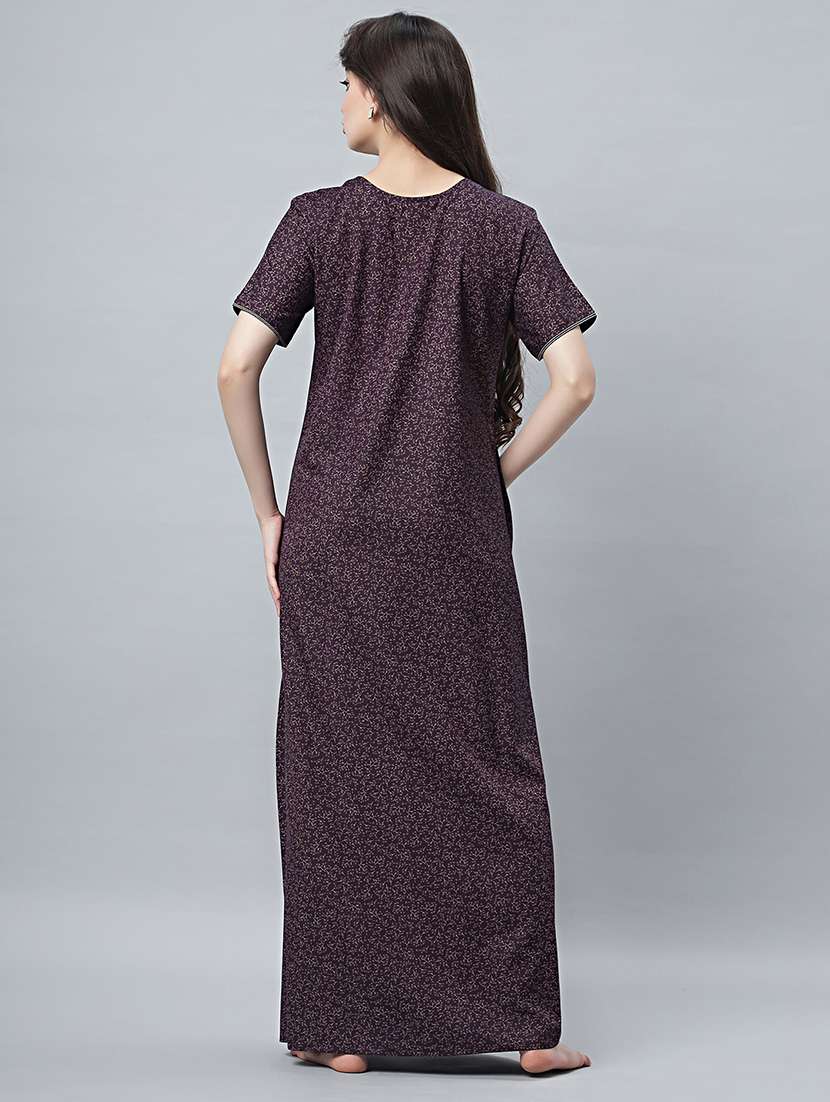 women notch neck printed nighty - 21706869 -  Standard Image - 3