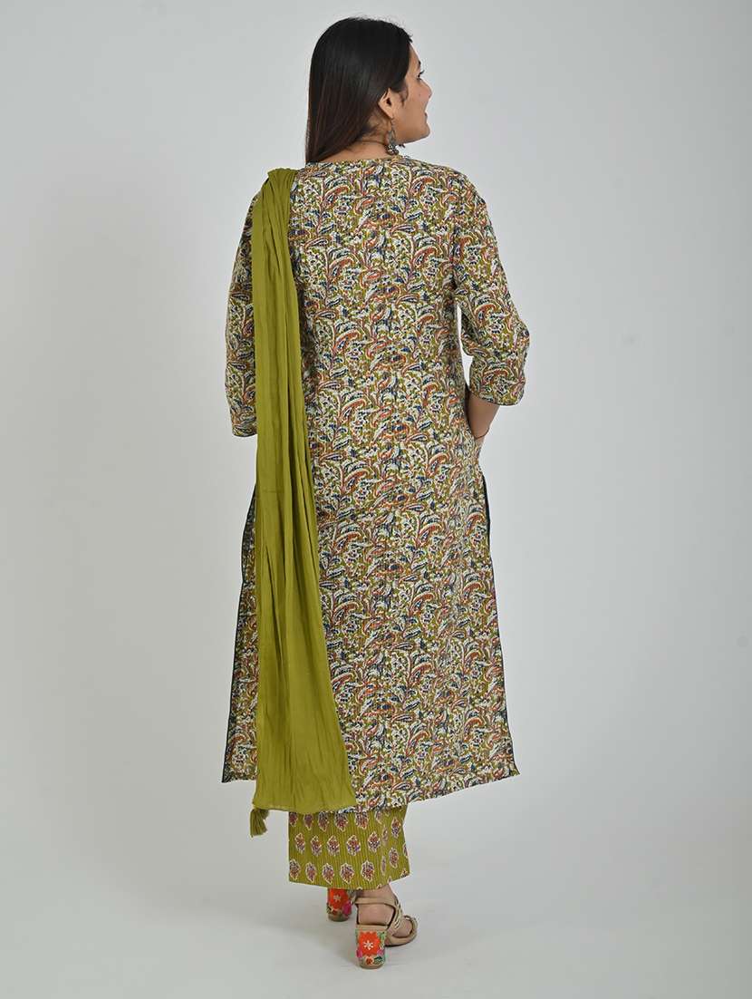 women paisley printed kurta palazzo set with dupatta - 21707087 -  Standard Image - 3