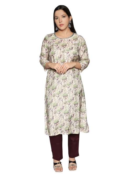 women floral round neck kurta pant set - 21707093 -  Standard Image - 0
