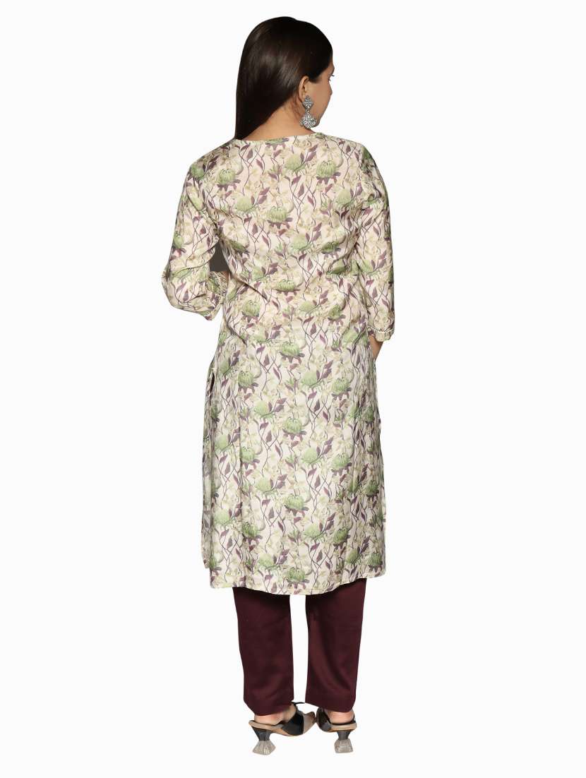 women floral round neck kurta pant set - 21707093 -  Standard Image - 3