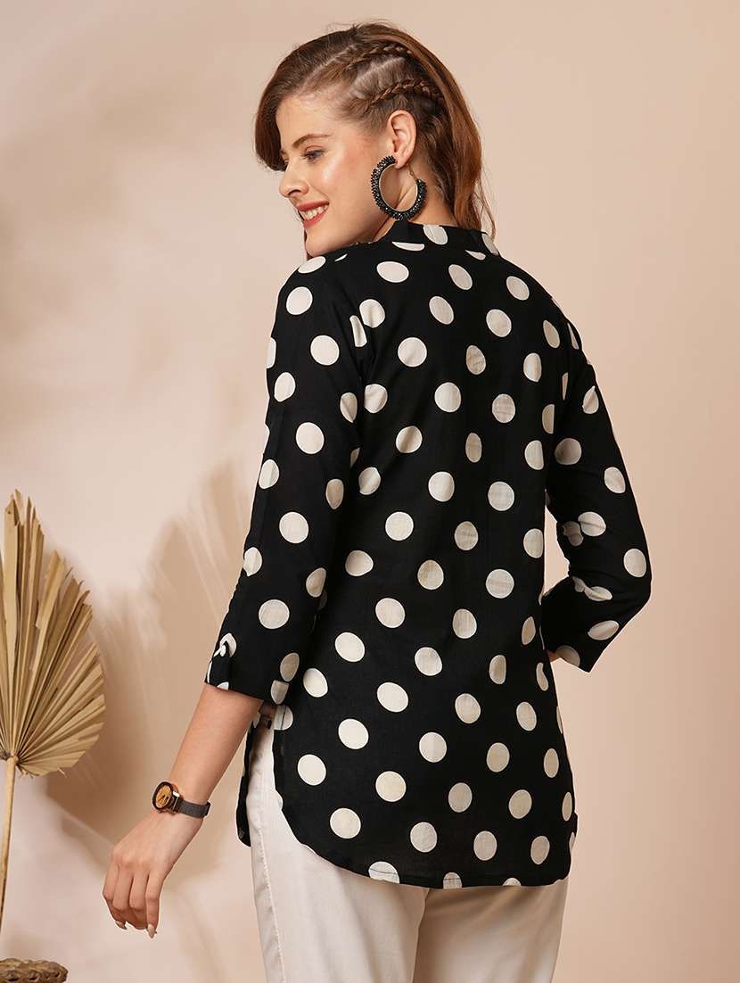 women black polka dots printed regular top - 21707214 -  Standard Image - 3