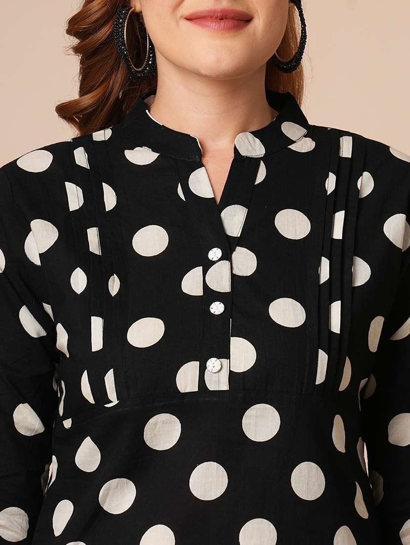 women black polka dots printed regular top - 21707214 -  Standard Image - 5