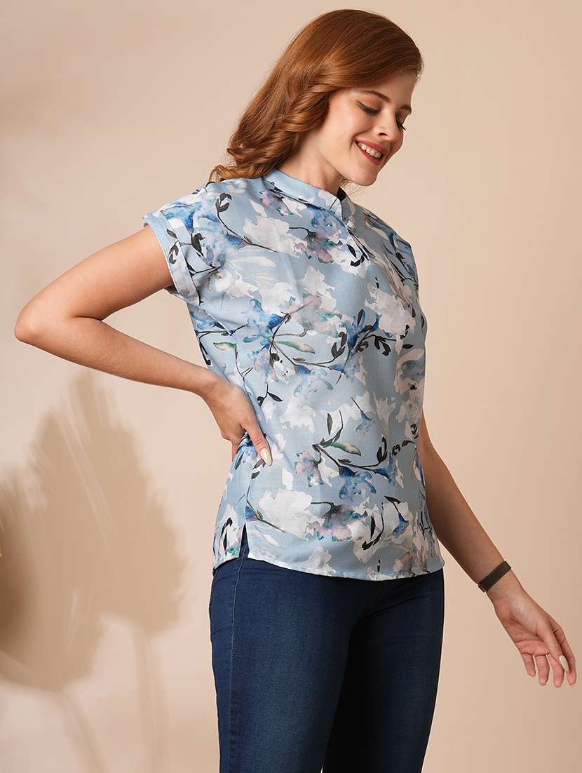 women floral printed short sleeve top - 21707216 -  Standard Image - 3