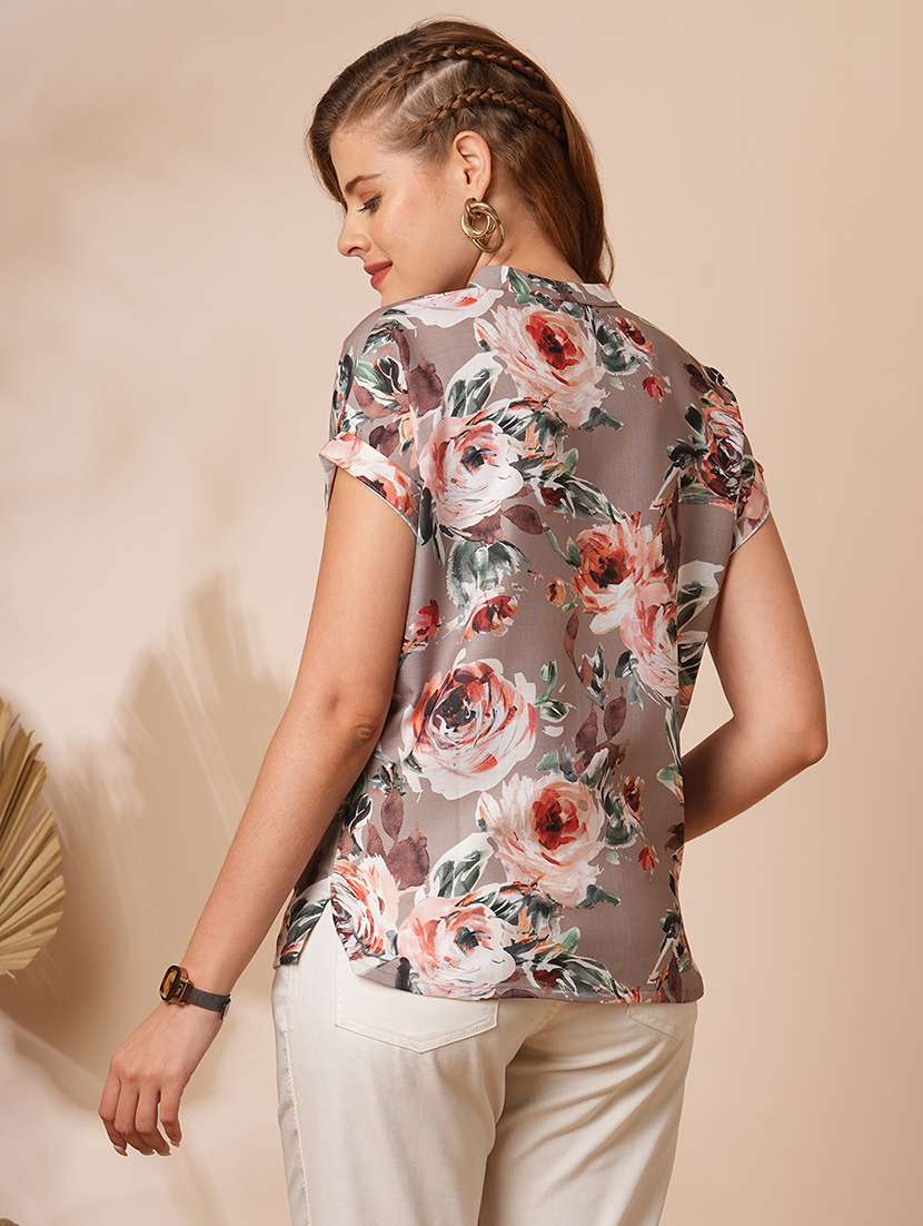 women floral printed short sleeve top - 21707217 -  Standard Image - 3