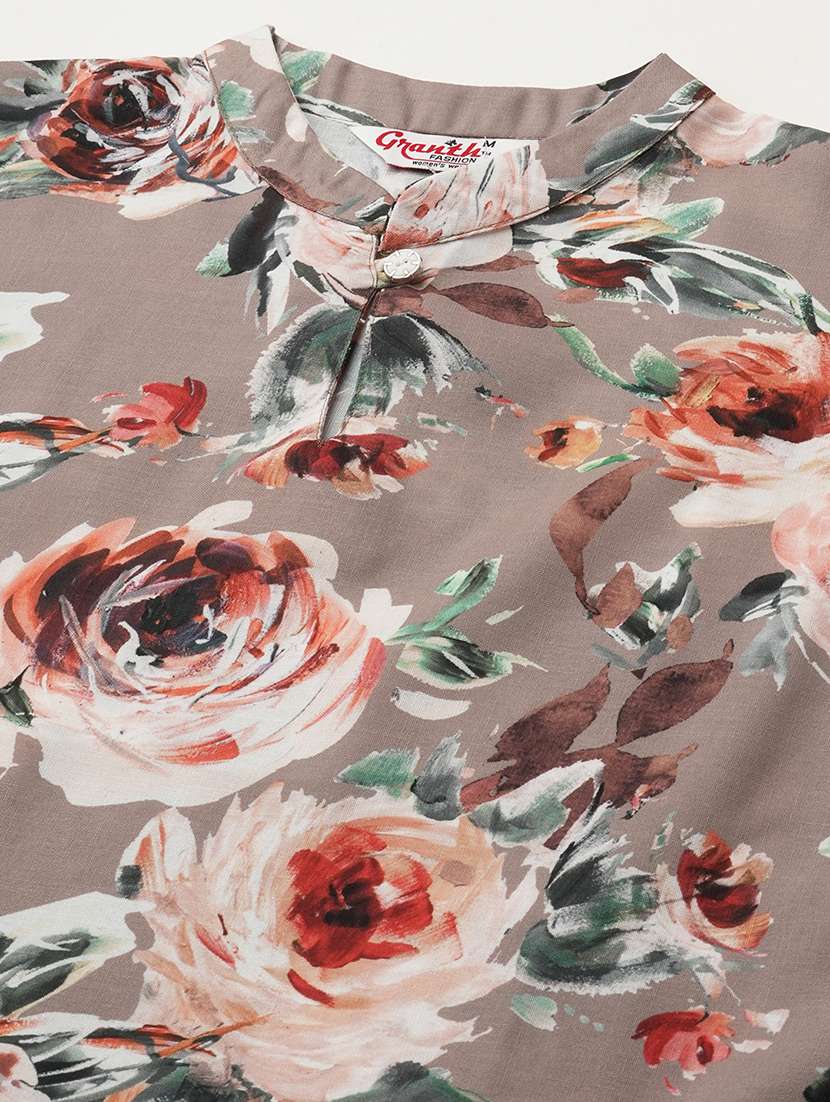 women floral printed short sleeve top - 21707217 -  Standard Image - 5