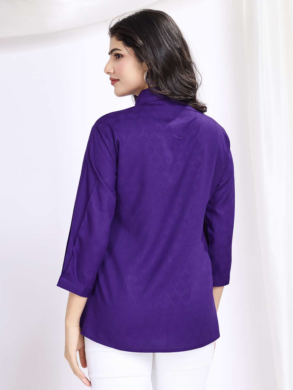 women purple embroidered regular top - 21707319 - Standard Image - 3