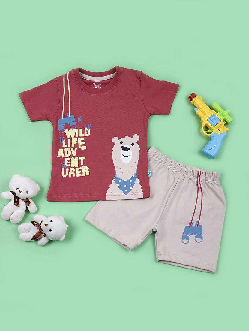 kids printed t-shirt & shorts set 