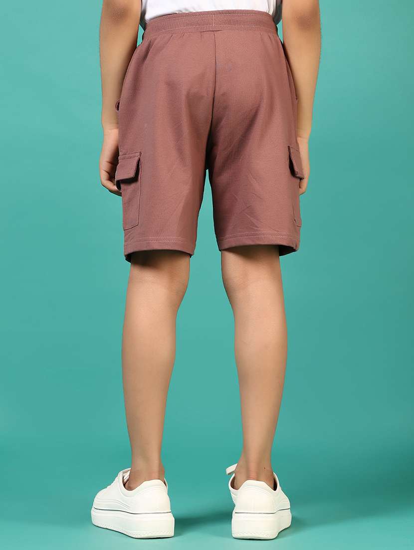 boys solid mid rise regular fit cargo shorts  - 21707396 -  Standard Image - 3