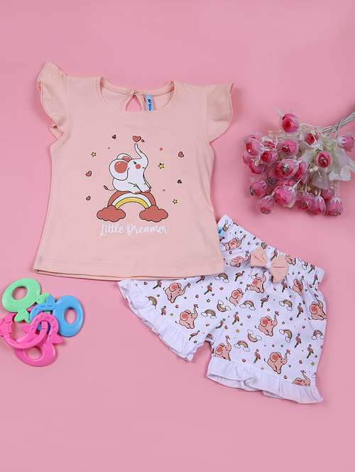 kids printed t-shirt & shorts set - 21707401 - Standard Image - 0