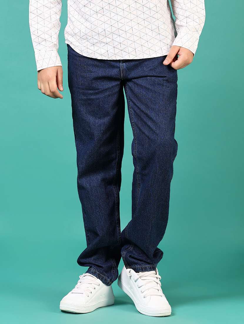 boys blue mid rise plain jean - 21707402 -  Standard Image - 3