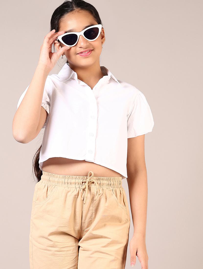 girls white solid short sleeve top - 21707403 - Standard Image - 3