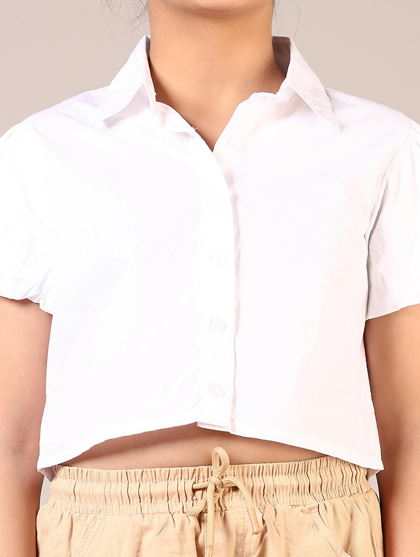 girls white solid short sleeve top - 21707403 - Standard Image - 5