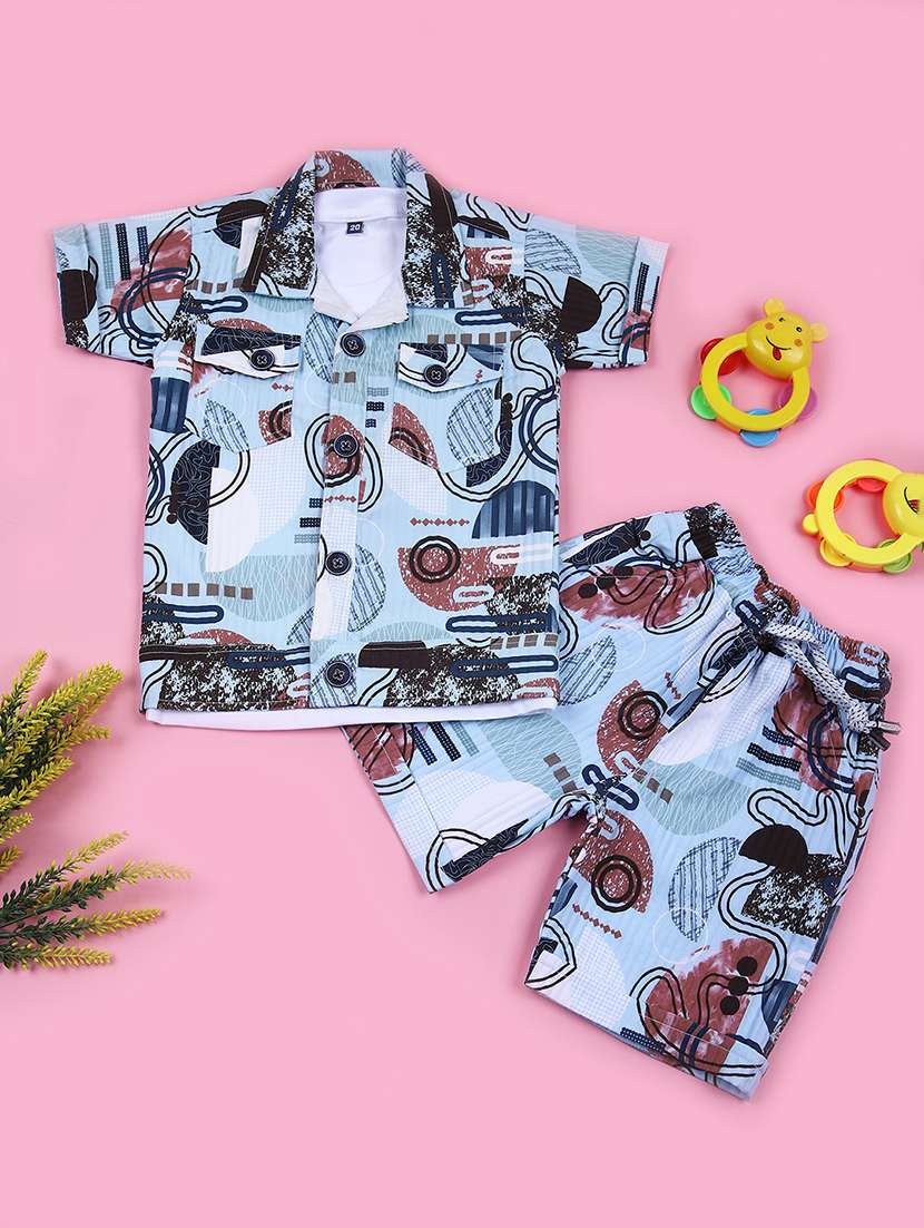 boys printed shirt and shorts set - 21707408 - Zoom Image - 0
