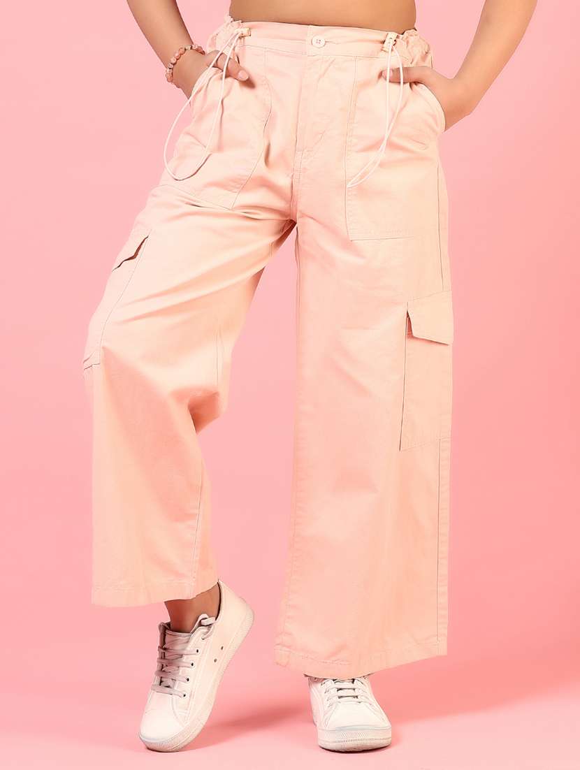 girls solid high rise cargo