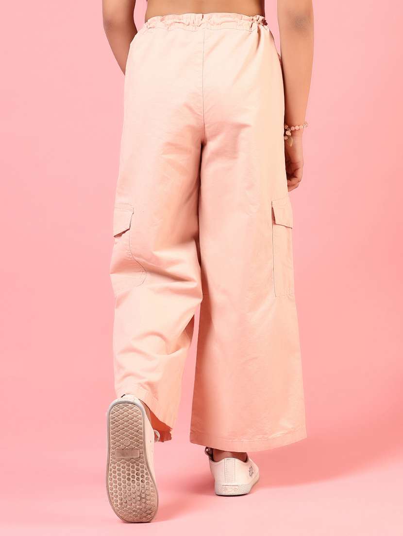 girls solid high rise cargo - 21707411 -  Standard Image - 3