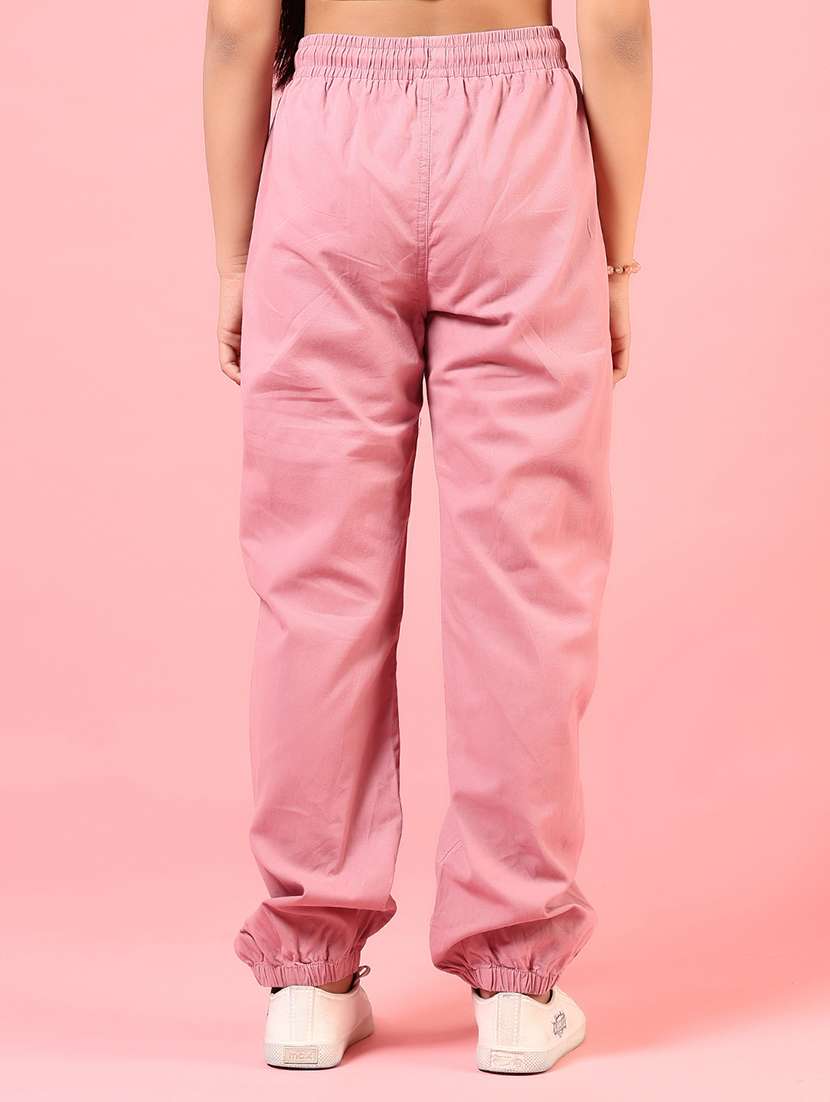 girls solid mid rise relaxed fit jogger - 21707436 -  Standard Image - 3