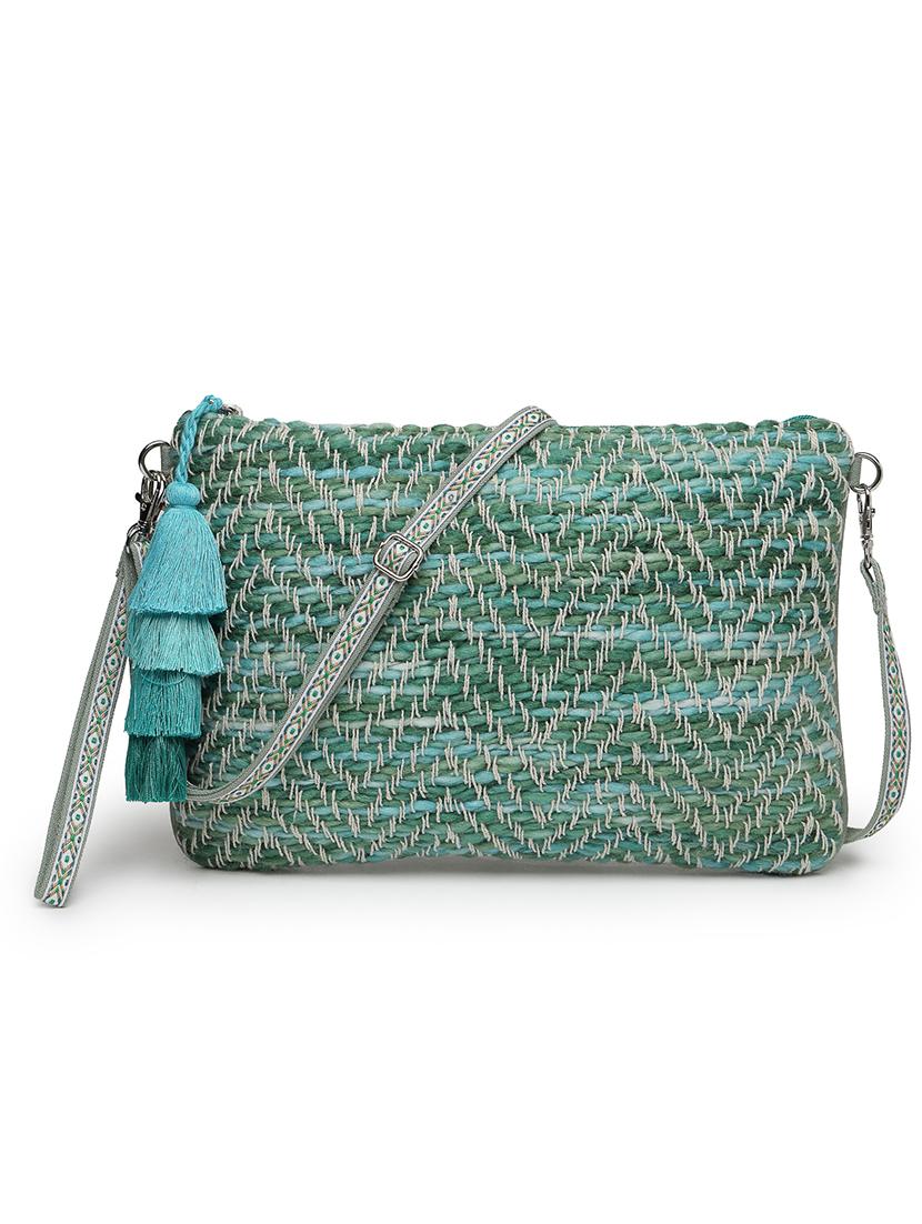 women green self design sling bag - 21707569 - Standard Image - 3