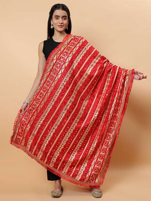 women phulkari dupatta with mirror work - 21707678 -  Standard Image - 0