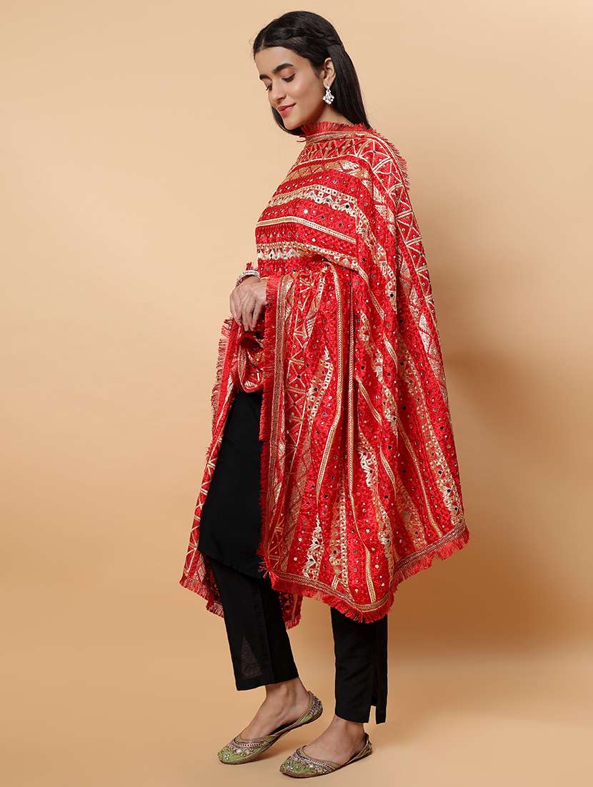 women phulkari dupatta with mirror work - 21707678 -  Standard Image - 3