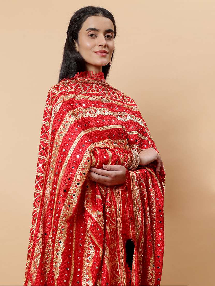 women phulkari dupatta with mirror work - 21707678 -  Standard Image - 5