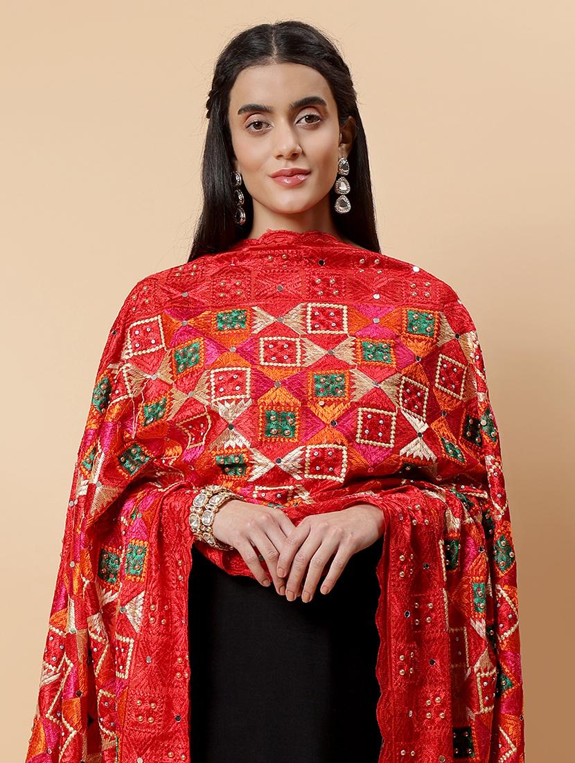 women phulkari dupatta with mirror work - 21707680 - Standard Image - 5