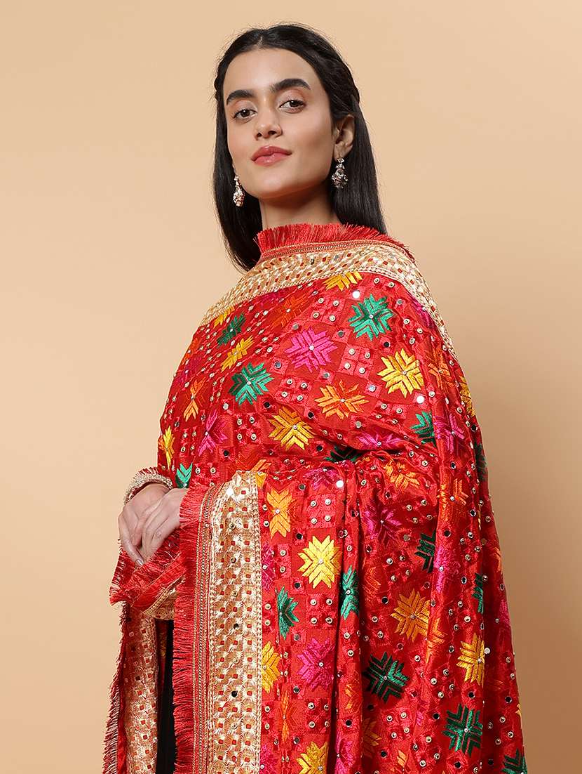 women phulkari dupatta with mirror work - 21707688 -  Standard Image - 5