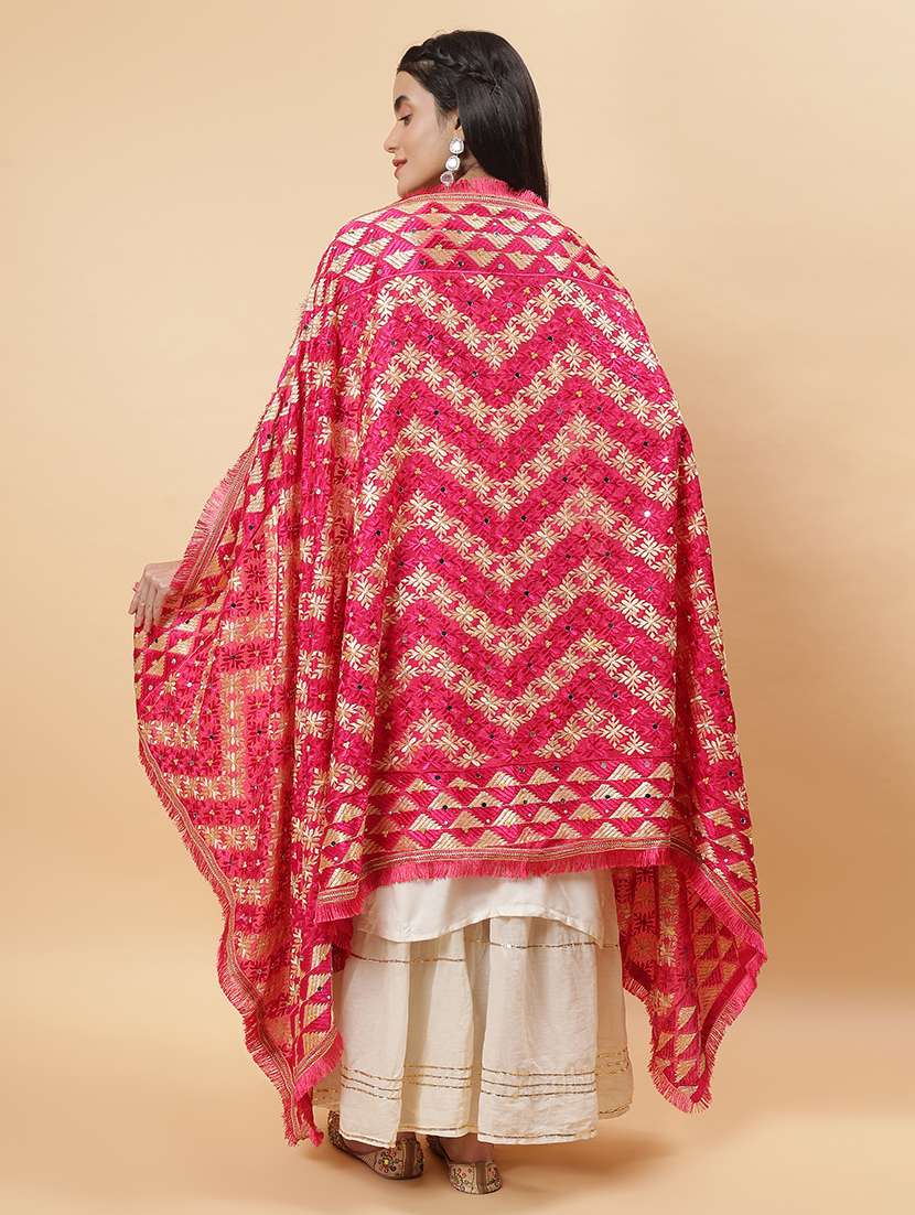 women phulkari dupatta with mirror work - 21707694 -  Standard Image - 3