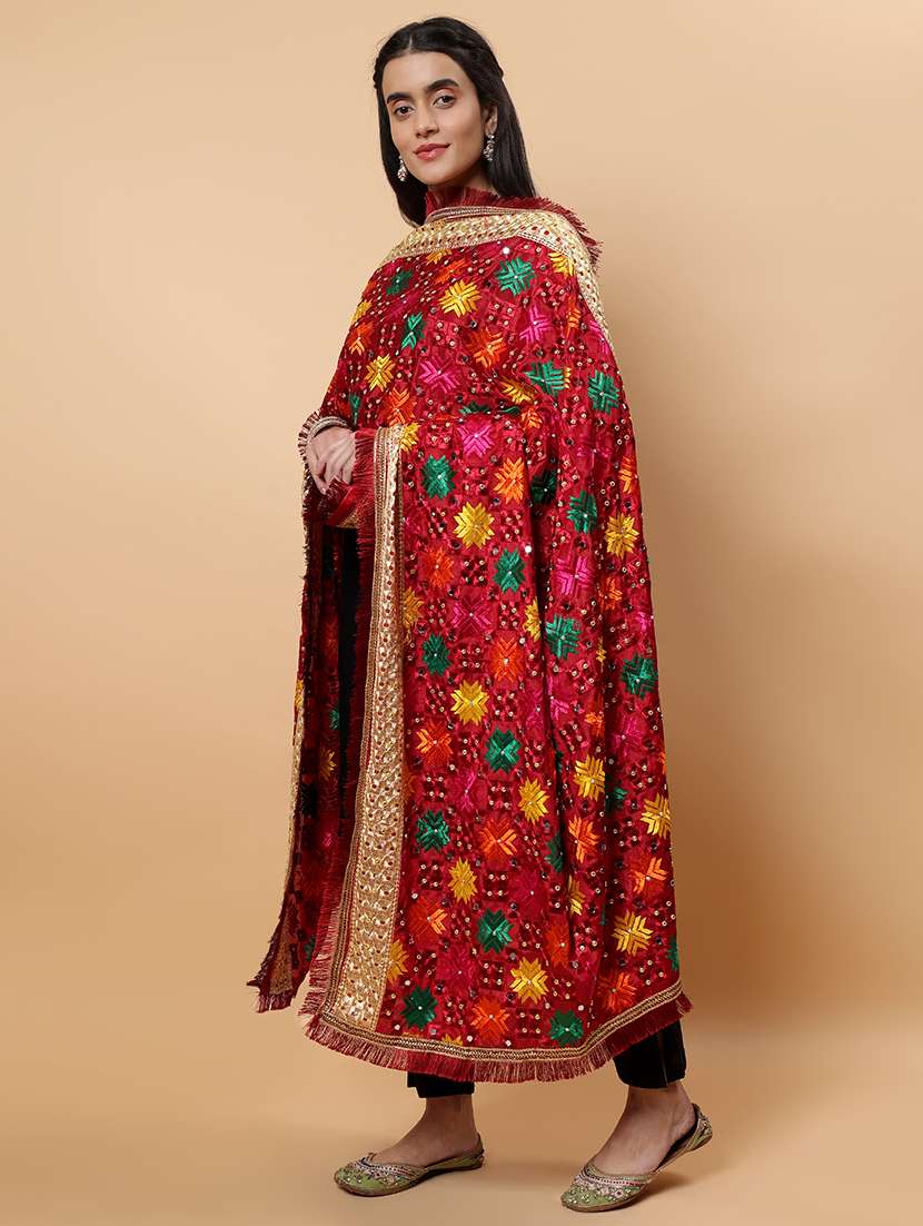women phulkari dupatta with mirror work - 21707696 -  Standard Image - 3
