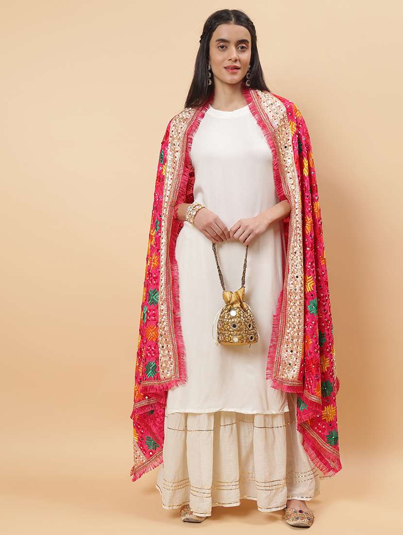 women phulkari dupatta with mirror work - 21707697 -  Standard Image - 3