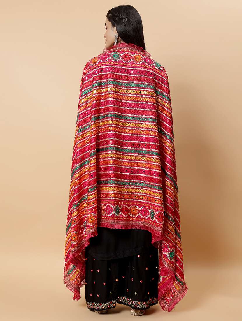 women phulkari dupatta with mirror work - 21707699 -  Standard Image - 3
