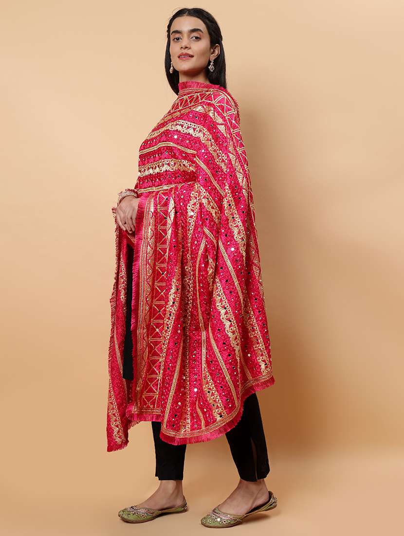 women phulkari dupatta with mirror work - 21707704 -  Standard Image - 3