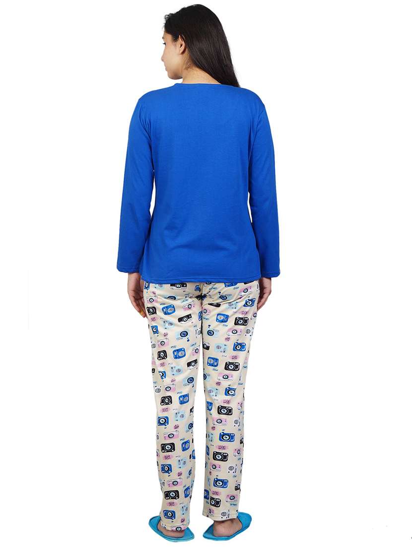 women printed nightwear t-shirt & pyjama set - 21707786 -  Standard Image - 3